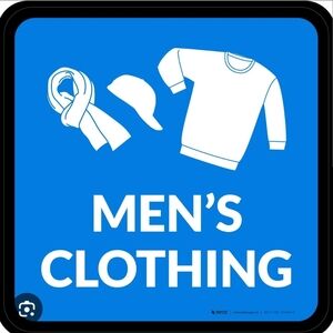 Men's Blue Clothing Sign